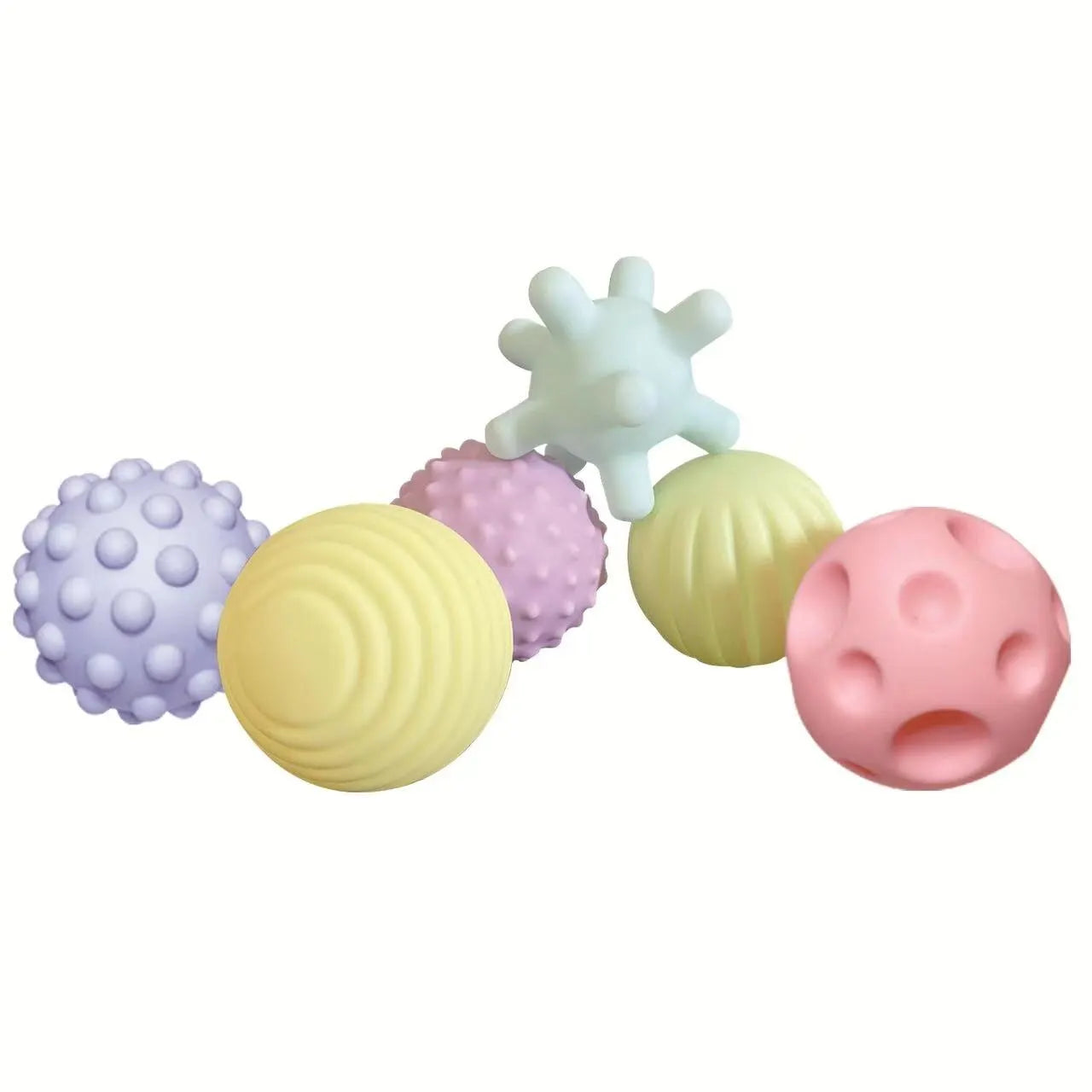 6PCS Baby Sensory Balls Set – Soft Textured Touch & Massage Toys for Infants & Toddlers – BPA-Free Rattle Balls for Tummy Time, Teething & Motor Skills