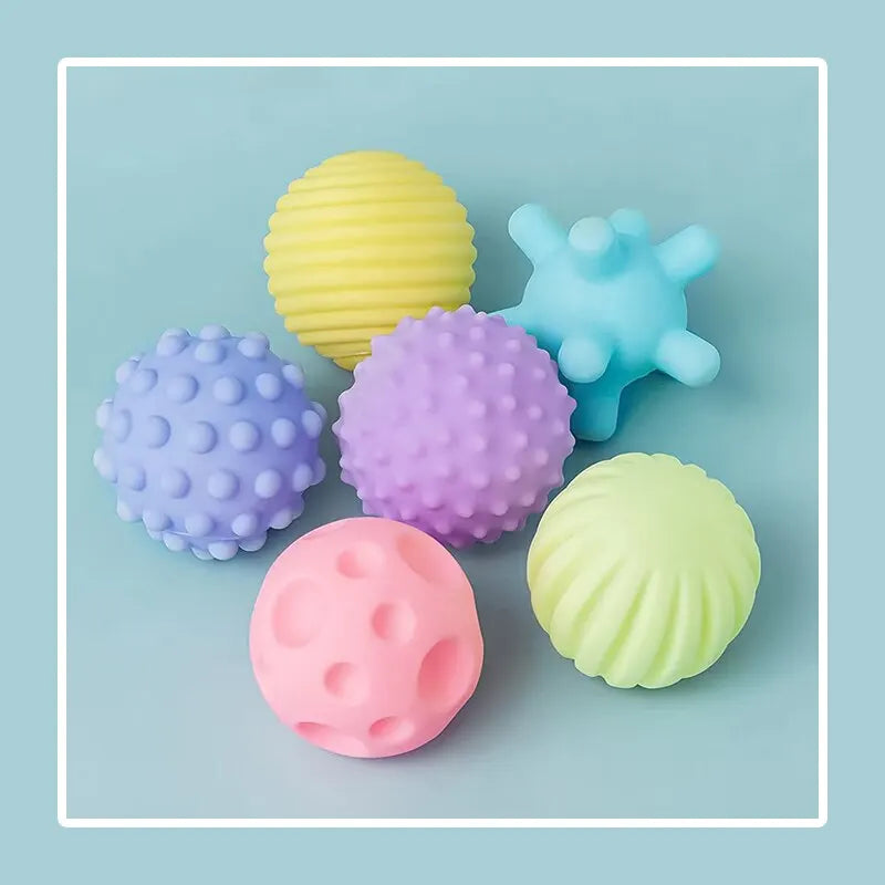 6PCS Baby Sensory Balls Set – Soft Textured Touch & Massage Toys for Infants & Toddlers – BPA-Free Rattle Balls for Tummy Time, Teething & Motor Skills