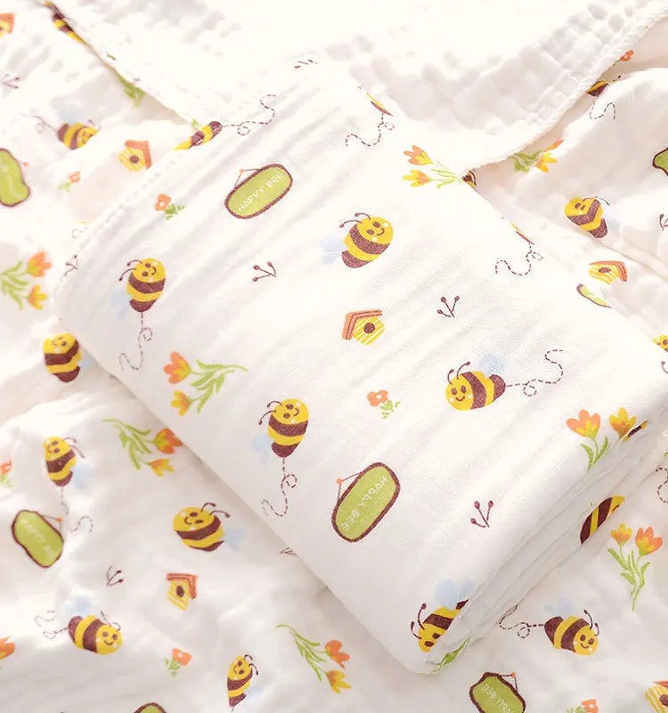4-Layer Muslin Baby Bath Towel – Soft Cotton Swaddle Blanket for Newborns