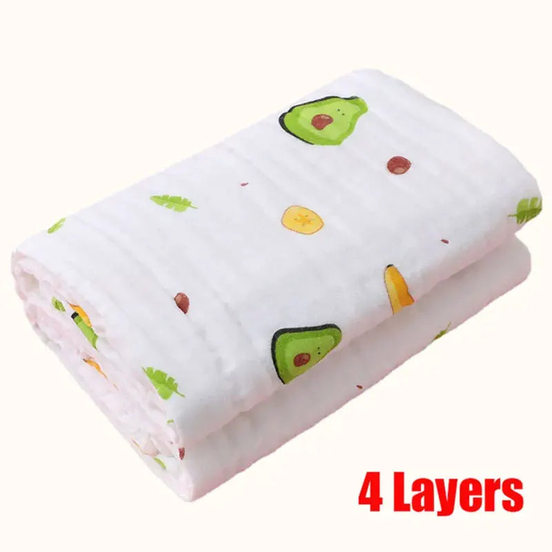 4-Layer Muslin Baby Bath Towel – Soft Cotton Swaddle Blanket for Newborns