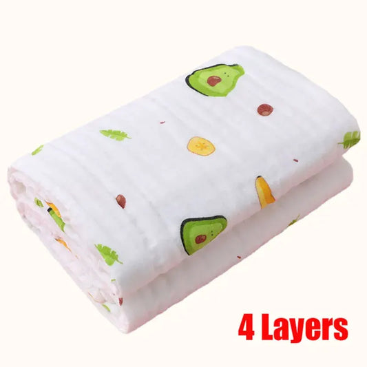 4-Layer Muslin Baby Bath Towel – Soft Cotton Swaddle Blanket for Newborns