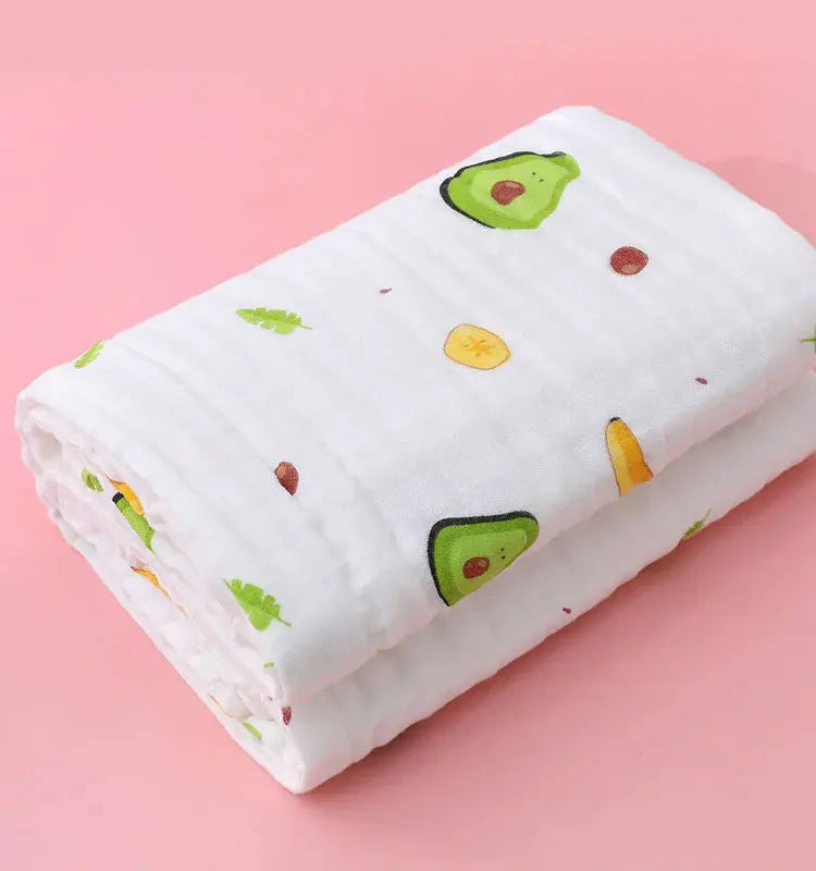 4-Layer Muslin Baby Bath Towel – Soft Cotton Swaddle Blanket for Newborns