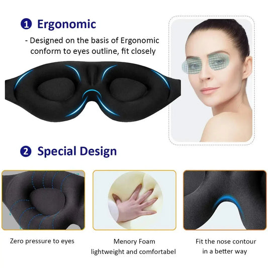 3D Blindfold Sleep Mask – Deep Sleep, Zero Pressure for Men and Women