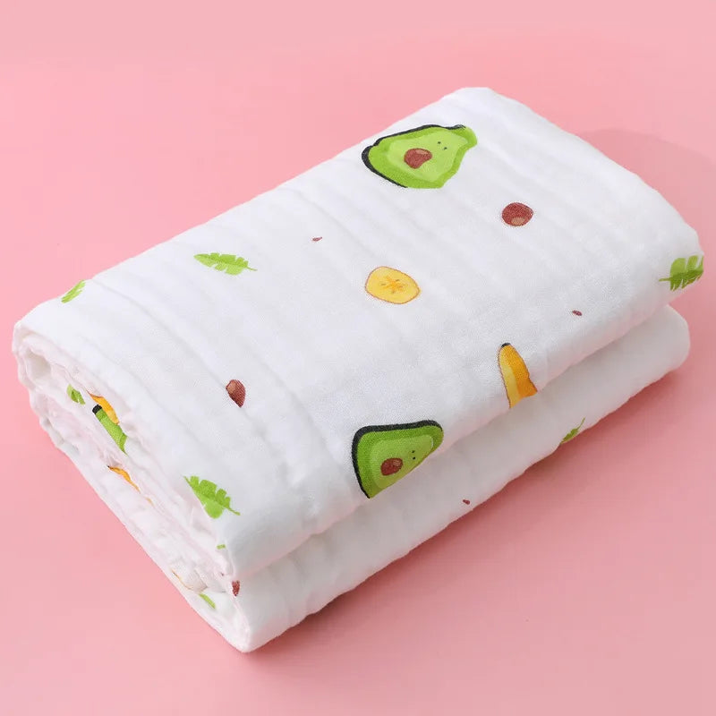4-Layer Muslin Baby Bath Towel – Soft Cotton Swaddle Blanket for Newborns
