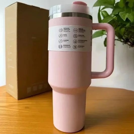40oz Stainless Steel Tumbler with Handle and Straw Lid – Vacuum Insulated Travel Mug