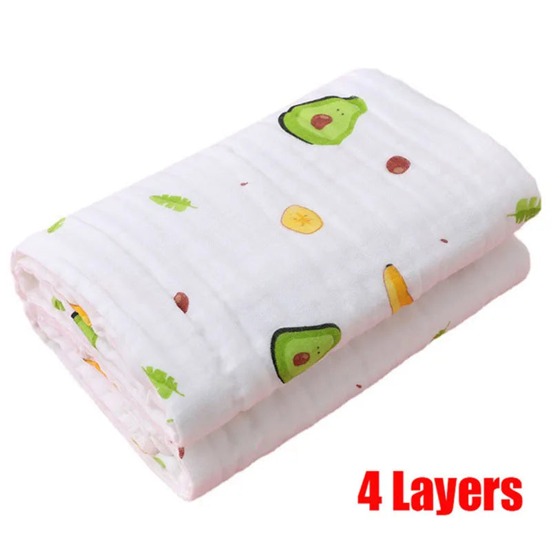4-Layer Muslin Baby Bath Towel – Soft Cotton Swaddle Blanket for Newborns