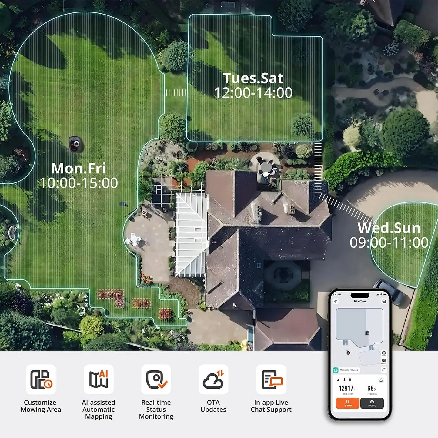 ROBOT LAWN MOWER PERIMETER WIFI FREE Style and Sanctuary